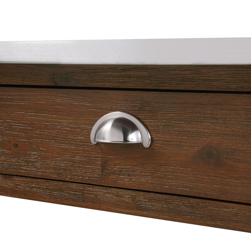Corbi Kitchen Cart, Chestnut Wire-Brush