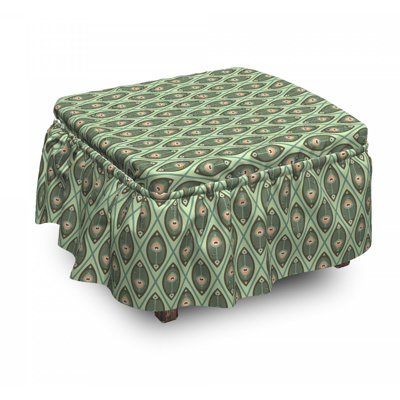 Ensemble de housse pour repose-pieds à coussins carrés 2 pièces géométrique peacock