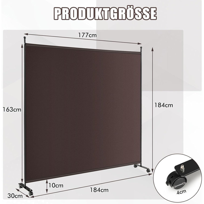 Murraylee 184cm W x 184cm H Single Panel Room Divider, Brown
