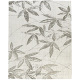 Hand Loomed Floral Area Rug in Gray/White