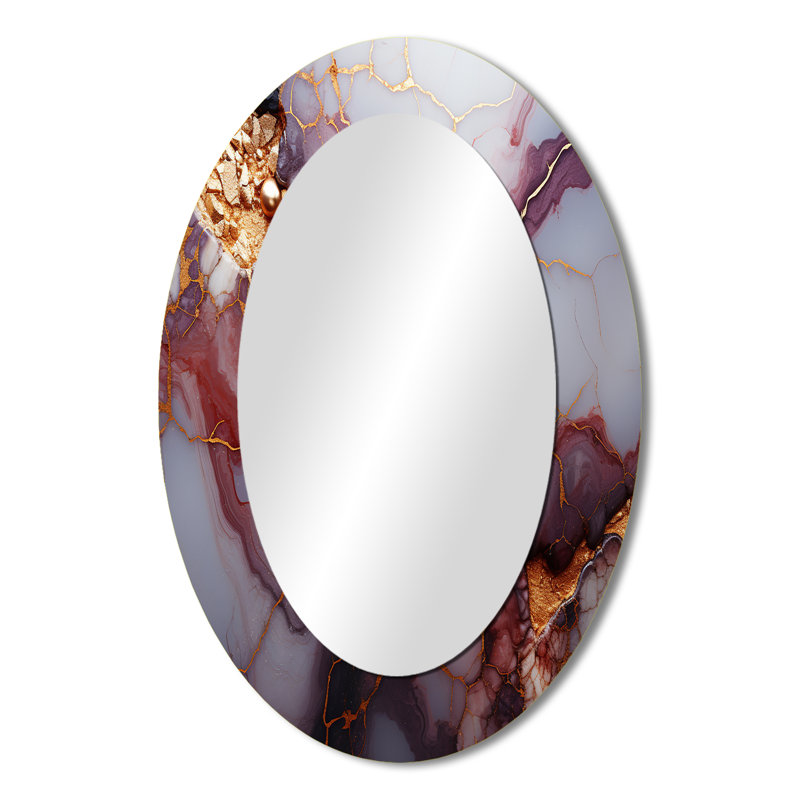 Miroir mural rose et doré en forme de rivière VII - doré, H 36 po x l 24 po