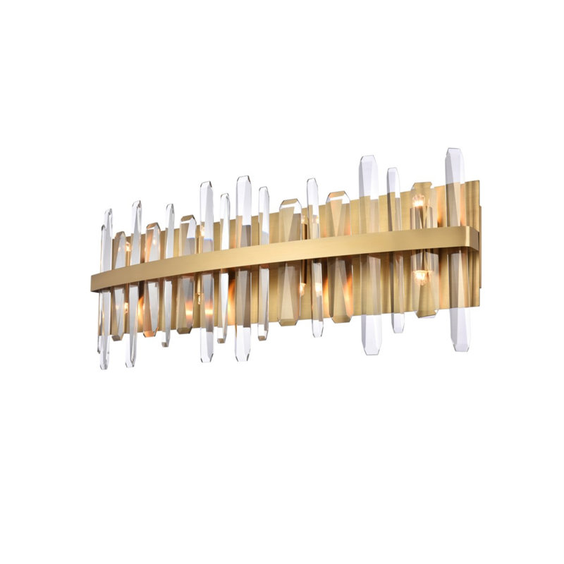 Marlow Dimmable Flush Mounted Sconce, Satin Gold, 12" H x 5" W x 30" D, 8 Lights