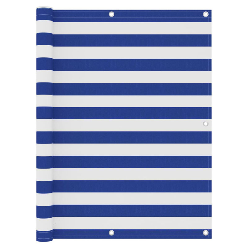 Balcony privacy screen, 120 x 300cm, Oxford fabric, White/Blue