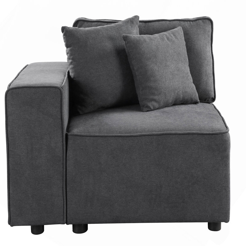 Fauteuil d'appoint gris à dossier gauche