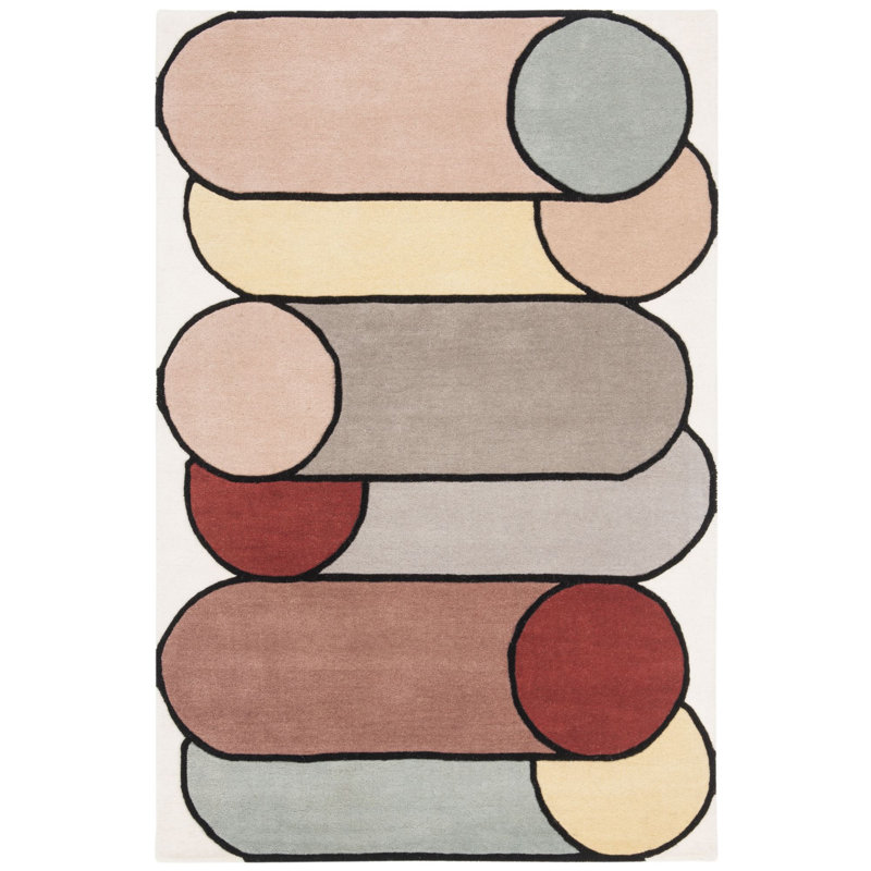 Chao Hand Tufted New Zealand Wool Abstract Rug, Rectangle 3' x 5'