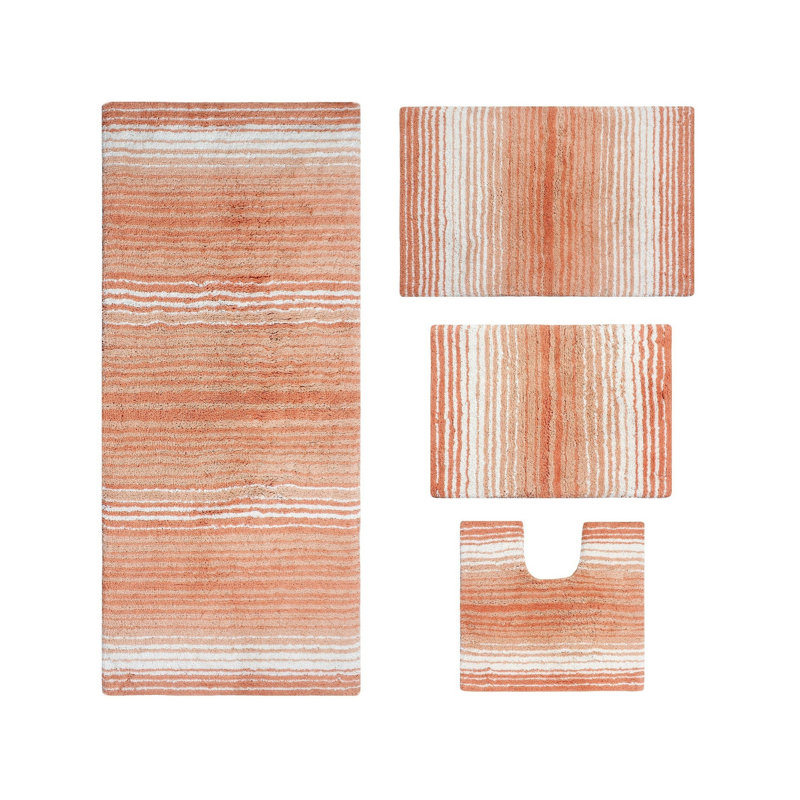Tapis pour salle de bain 100% coton avec envers en latex, Corail
