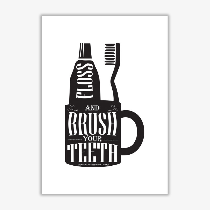 Brush Your Teeth - Single Picture Frame Print, 85 cm H x 60 cm W x 1 cm D, No Frame