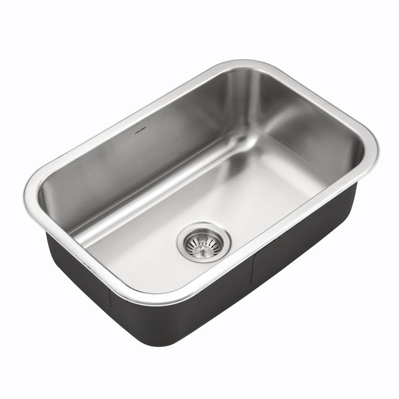 Évier de cuisine à simple cuve en acier inoxydable avec crépine Houzer de 27 po - MS-2700-1