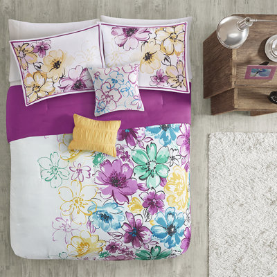 Blue Comforter For Twin/Twin Xl, With Floral Decor And Softness Xl In Print Texture