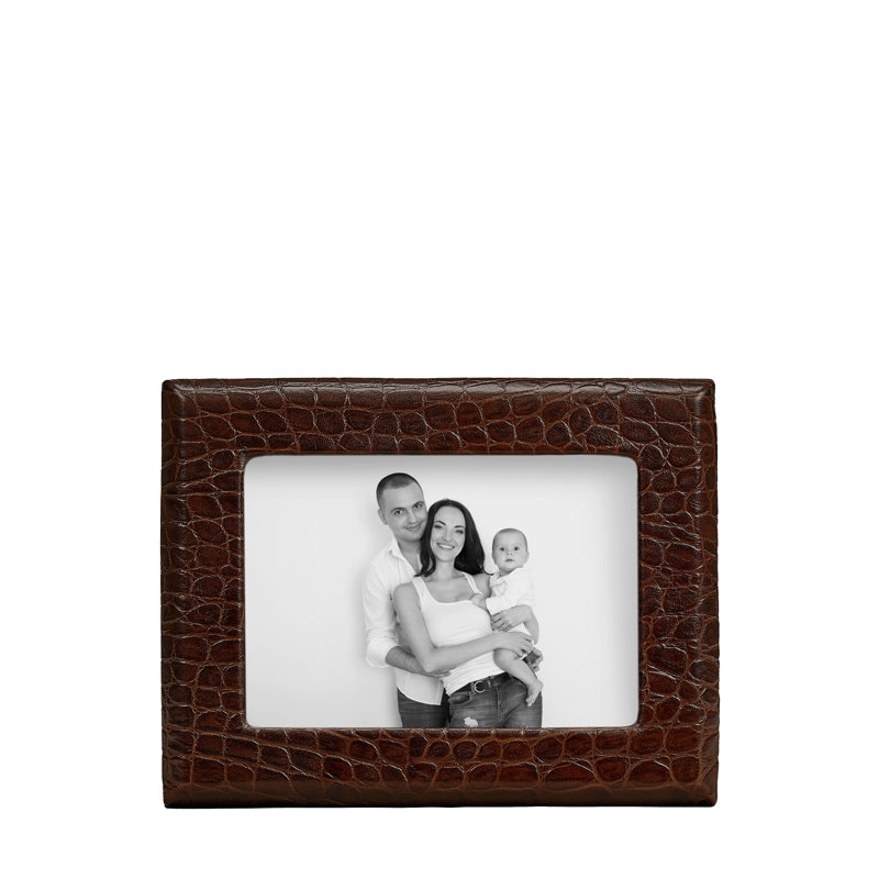 Leather Picture Frame, 5" W x 7" H, Brown Croc