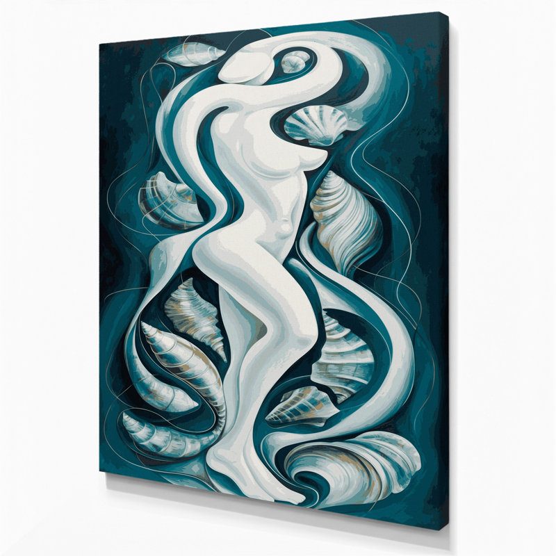 Abstrait art figuratif bleu sur toile 43, H 18 po x l 12 po