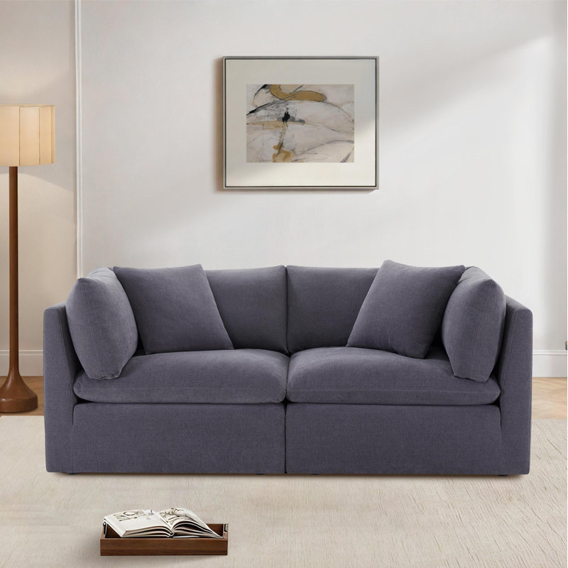 Canapé modulaire rembourré 81 po Annabella, Chenille de performance en zinc Willow