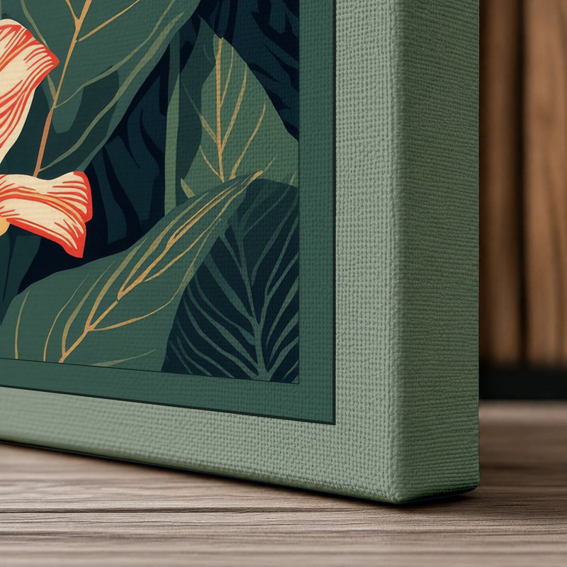 Tropical Blooms Botanical - Wrapped Canvas, 24x16 - 61.0 x 40.6 cm, Sage Border
