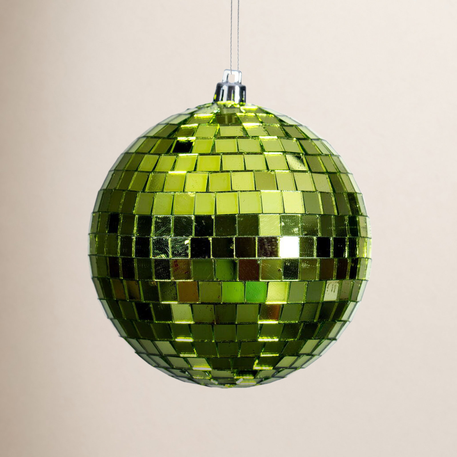 Mirror Ball Ornament, 4.75" H x 4.75" W x 4.75" D, Lime, 4