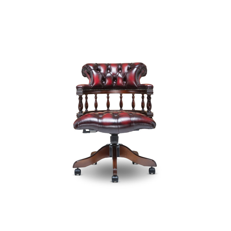 Deguan Genuine Leather Office Chair, Ant Red