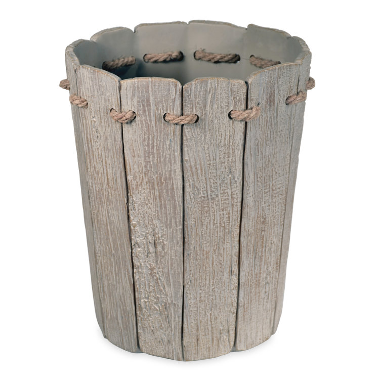 Ship wood inspired-1.25 Gallons Resin Open Waste Basket