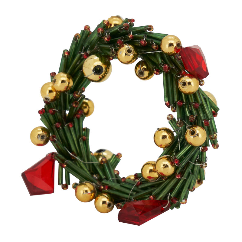 Perles de verre, porte-serviette en fer