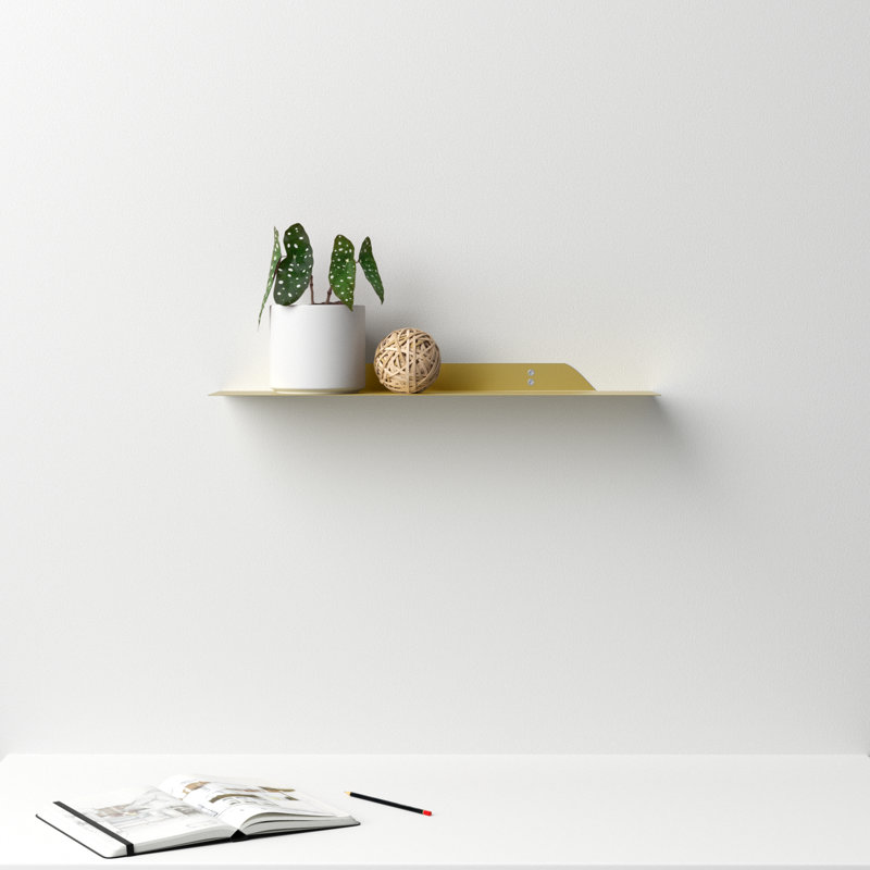 Maja Metal Floating Shelf, 1.75" H x 24" W x 6" D, Gold