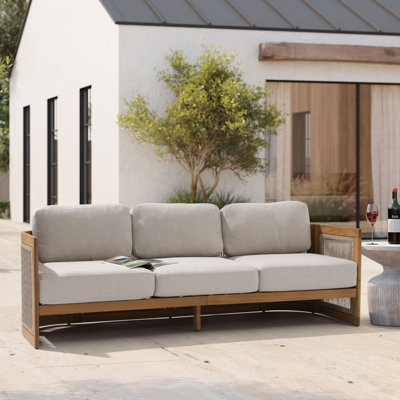 Outdoor Acacia Wood Sofa With Cushions