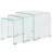 vidaXL Nesting Table Set Set of 3 Clear Tempered safety glass Small
