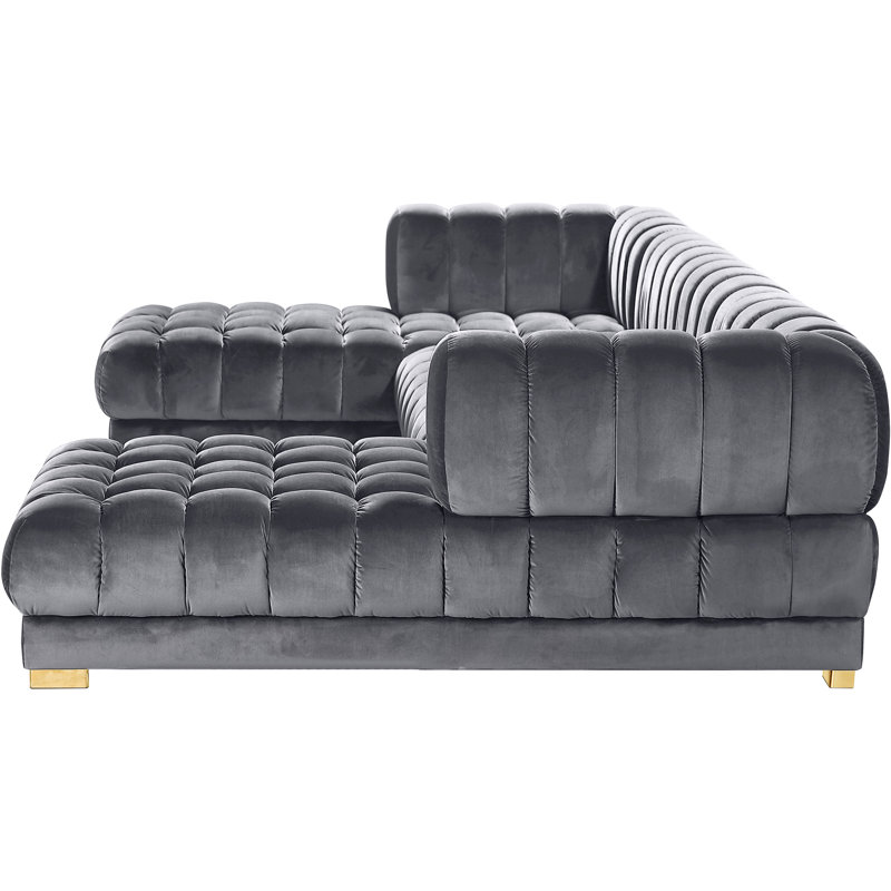 Velvet U-Shaped Sectional Symmetrical, Grey Velvet