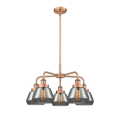 Lustre bol à 5 lumières en verre Fulton