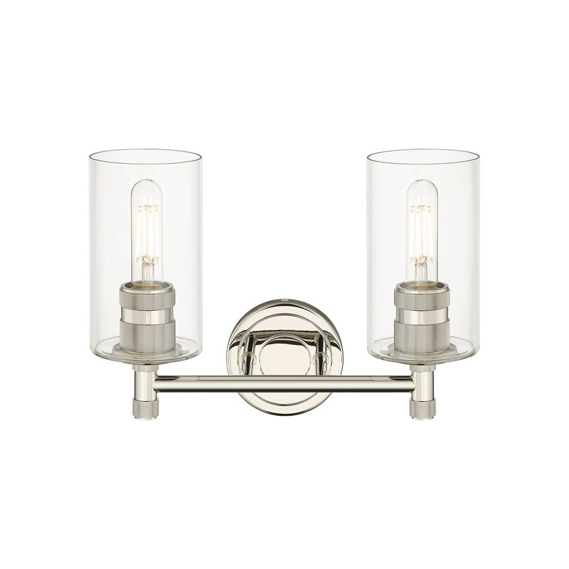 Crown Point 2 Light Wall-mounted Bath Vanity Light, Clear, Polished Nickel