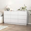 Commode 9 tiroirs pour chambre à coucher avec grands tiroirs, commode en bois, grande commode de plancher, long meuble télé moderne, table d'appoint avec rangement Mid-Century, blanc