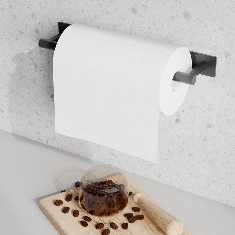 Kitchen Roll Holder Under Cabinet, Black