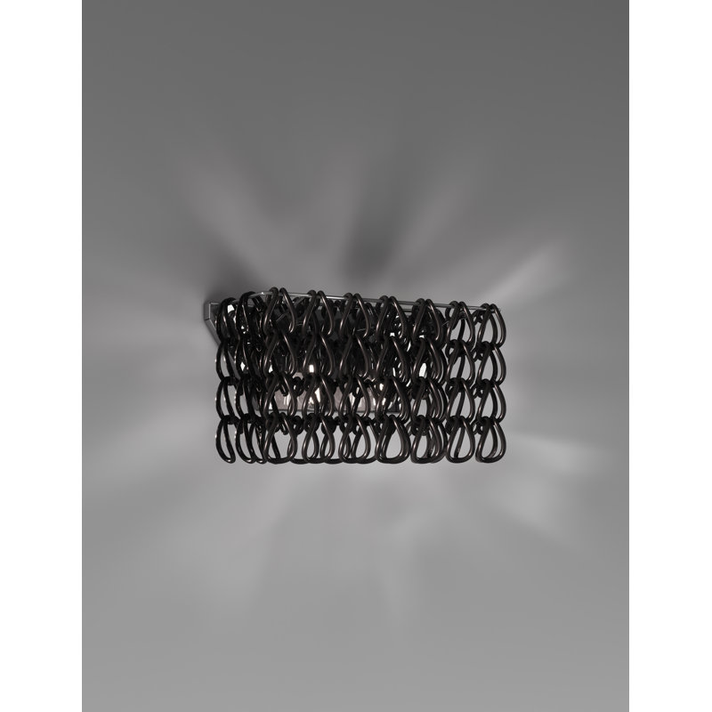 Minigiogali Wall Lamp 2 Black Glossy Chrome E26 Ul, Glossy Chrome, 9" H x 20" W x 20" D, Black