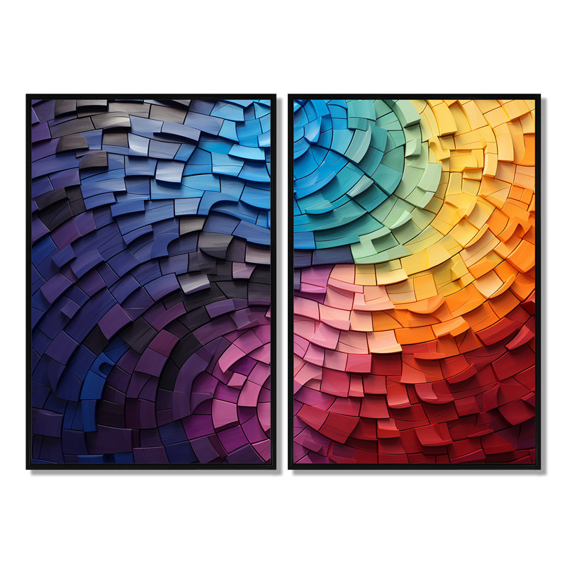 Abstrait arc-en-ciel coloré arc collage - paysages arc-en-ciel, art mural, Noir, H 36 po x l 48 po