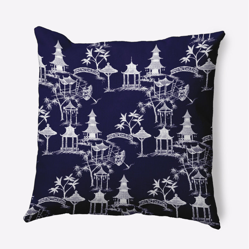 Palm Beach Toile Reversible Throw Pillow, 18" x 18", Light Blue