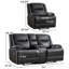 Ensemble de salon inclinable en cuir véritable 2 pièces avec fauteuil inclinable manuel et causeuse-127459442