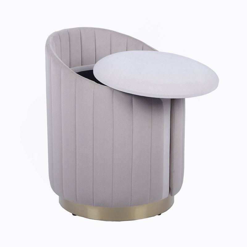 Repose-pieds deux tons avec rangement ou tabouret de coiffeuse, taupe