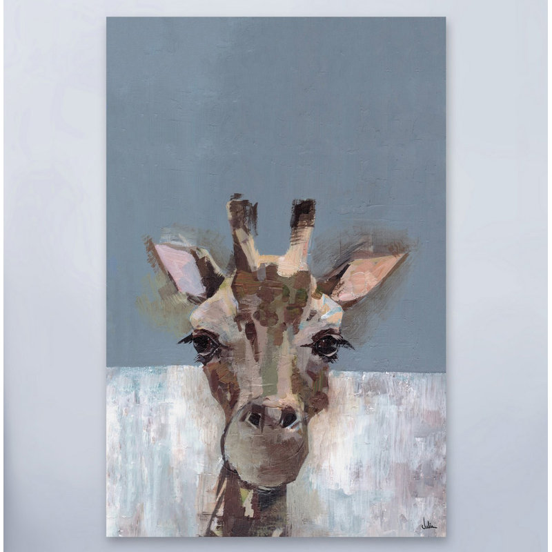 «Bonjour Giraffe», reproduction sur toile tendue, H 12 po x l 8 po x P 1,5 po