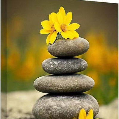 18*12，1pc Zen Framed Wall Art Flower on Water - Relaxing Canvas Prints for Spa, Meditation Room, or Bedroom, Tranquil Artwork for Peaceful Home Decor.