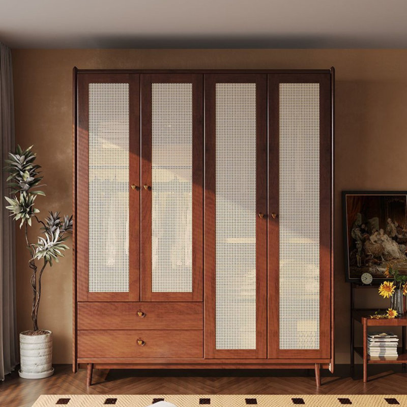 Retro Simple Rattan Wardrobe