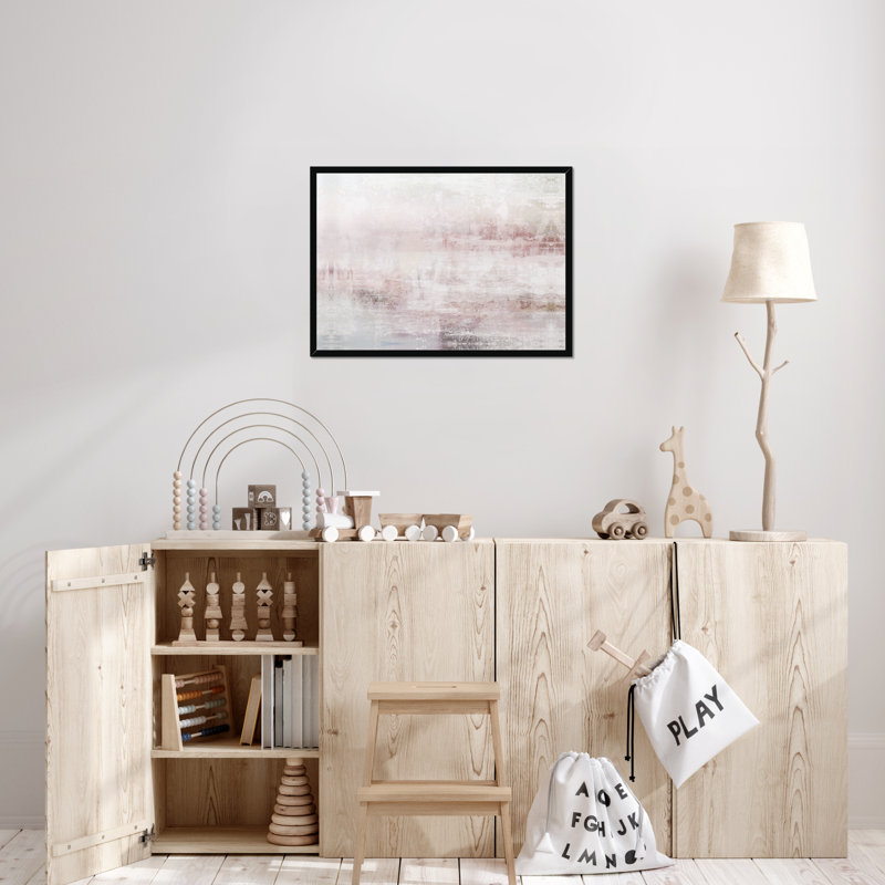 Merlot Blush Abstract - Painting Print, Black Framed Paper Print, 34cm H x 50cm W x 2.3cm D