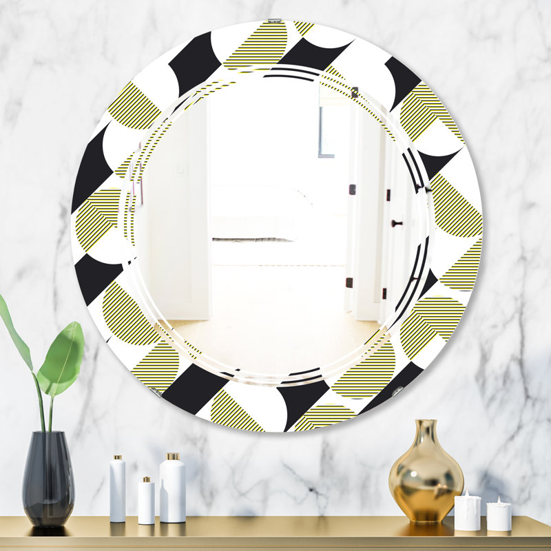 Miroir mural abstrait sans cadre abstrait moderne et contemporain Triple C, 31,5 po x 31,5 po
