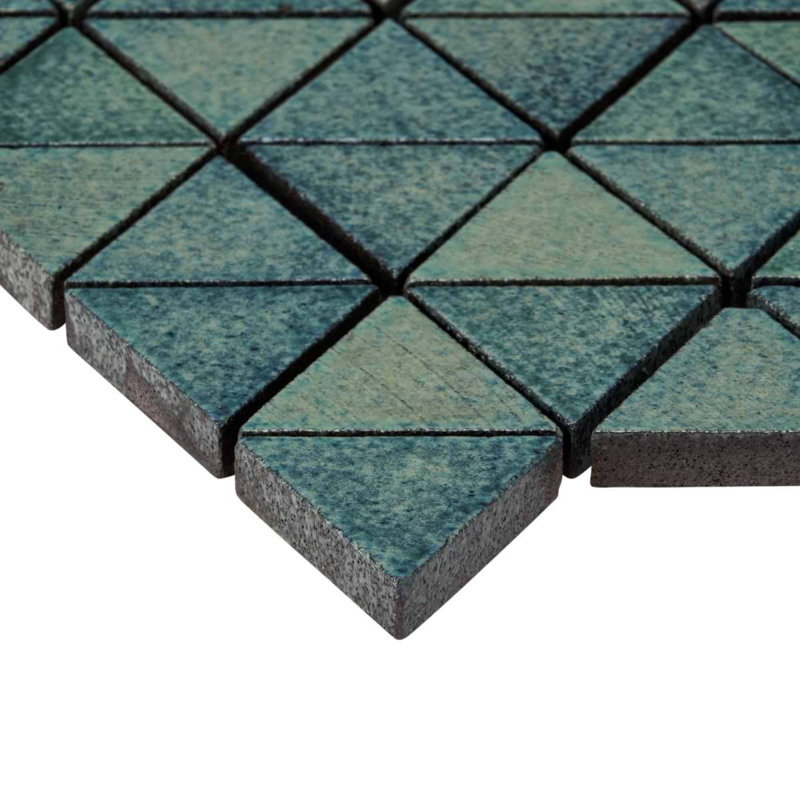 Bushwick 10.62 In. X 14.56 In. Triangle Glossy Lava Stone Mosaic Floor And Wall Tile (5.35 Sq. Ft. / Case), Green