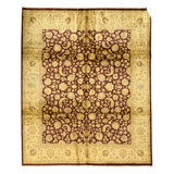 Hand Knotted Area Rug in Red And Gold