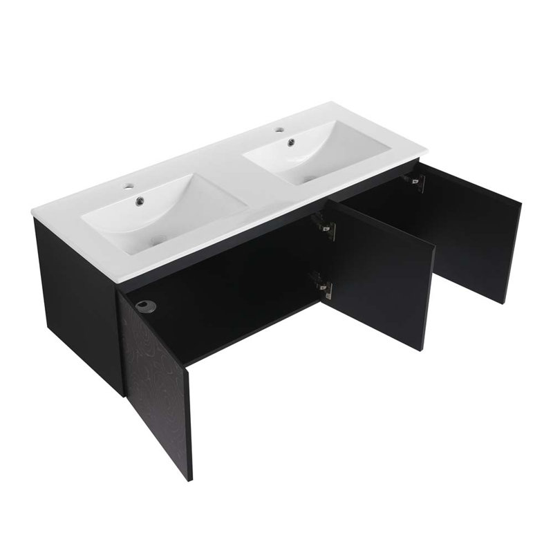 Meuble-lavabo double 47,6 po avec plateau en céramique Baela