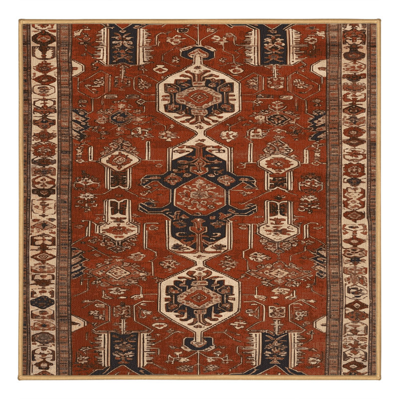 Tapis brun turc lavable à la machine, Carré 3 pi