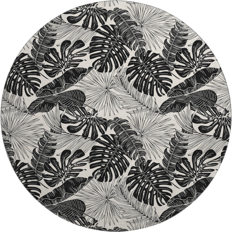 Premium Machine Washable Cerrito AMF211 Midnight Rug, Round 8'