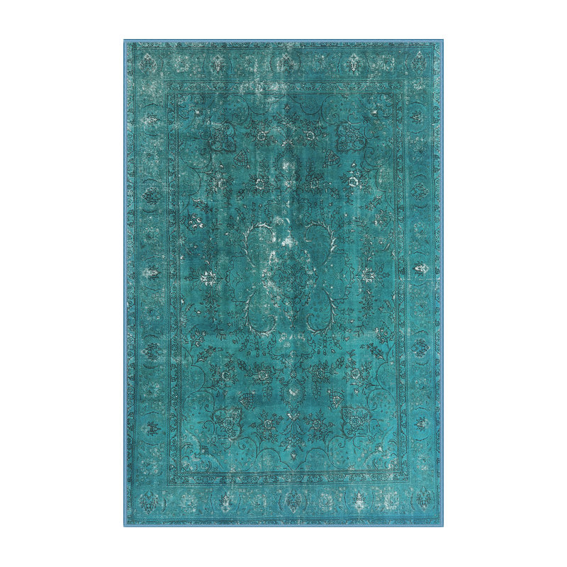 Tapis vert de style oriental, Tapis de couloir 2 pi x 5 pi