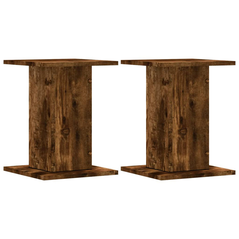  Support pour plante 2 pièces 11,8 x 11,8 en bois d'ingénierie, Chêne fumé, H 15,7 po x l 11,8 po x P 11,8 po