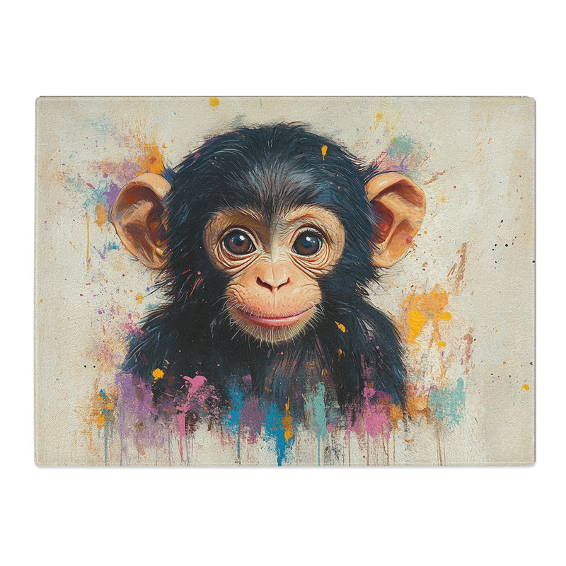 Monkey Composition  Glass Chopping Board