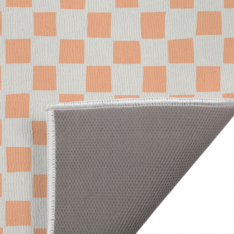 Checkered Absorbent Non-Skid Rectangular Toilet Mat