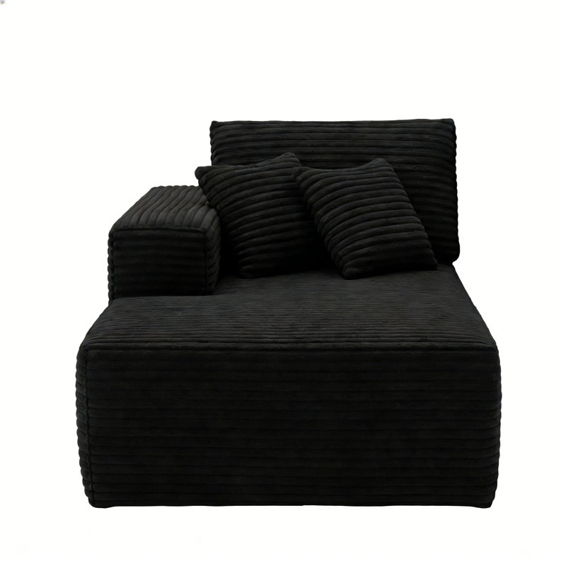Chaise longue modulaire rembourrée moderne en velours côtelé faisant face à la gauche, siège profond modulaire