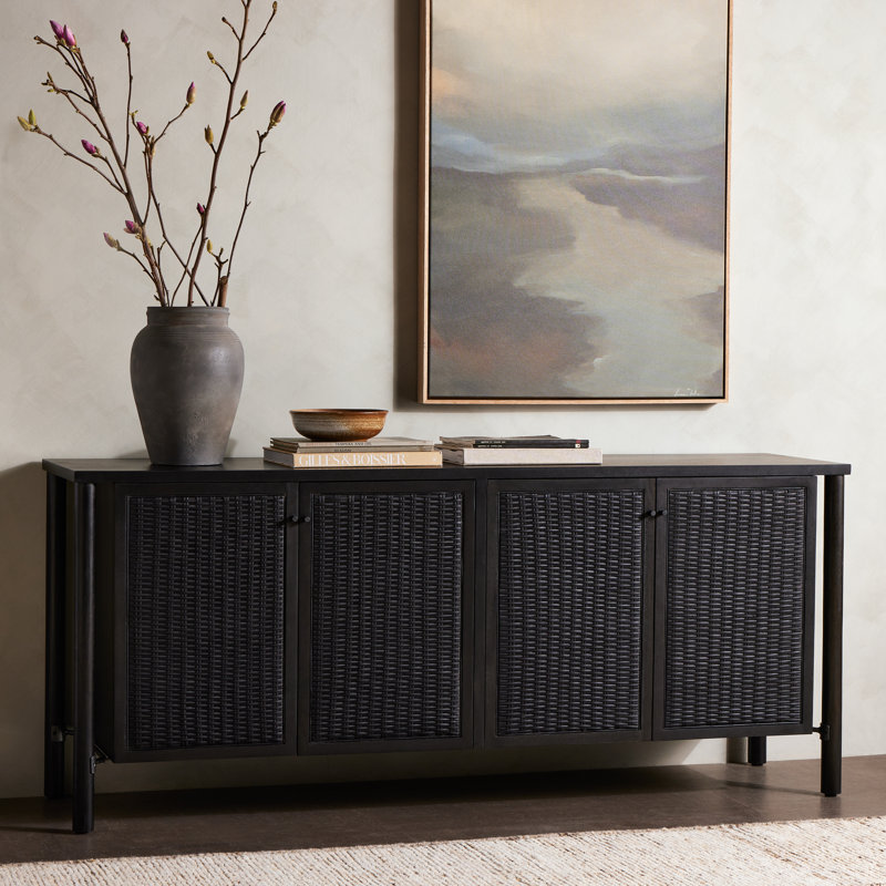 Veta 74'' W Solid Wood Sideboard, Black
